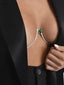 Esmée Body Chain — Crystal Arcs and Green Stone