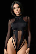 Circe Bodysuit — Sheer Tulle and Adjustable Garters