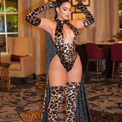 Feel Irresistible: Leopard Bodysuit with Gloves - Todanua Internacional