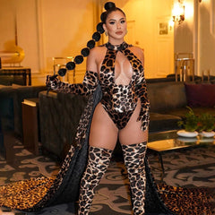 Feel Irresistible: Leopard Bodysuit with Gloves - Todanua Internacional