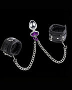 Ariadne Set — Wrist Cuffs, Chains & Faceted Purple Plug