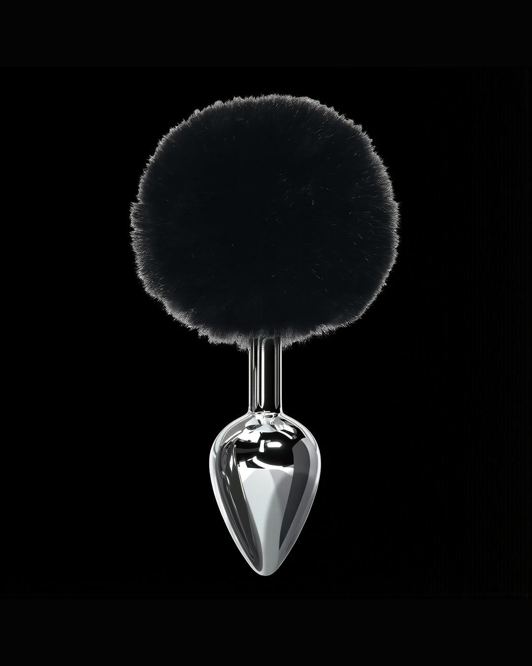 Tail Plug Talia — Polished Steel and Faux Fur Pom