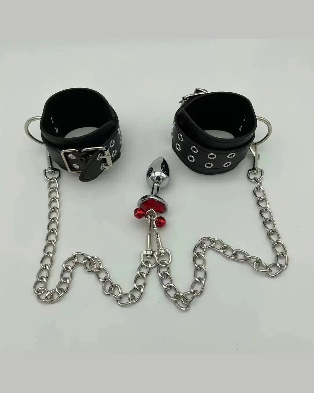 Ariadne Set — Wrist Cuffs, Chains & Faceted Purple Plug