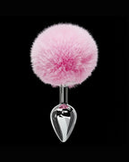 Tail Plug Talia — Polished Steel and Faux Fur Pom