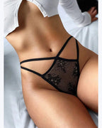 Leda Thong — Sheer Lace and a Satin Bow