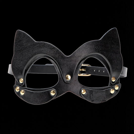 Hecate Cat Mask — Pointed Ears, Gold Studs