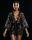 Phoebe Lace Kimono Robe — Black Satin Sash
