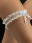Aurore Garter — blue satin bow, scalloped lace