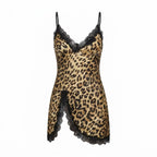 Cibele Chemise — Leopard Satin & Black Lace