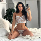 Lara — Sheer Lace Bustier with Visible Boning