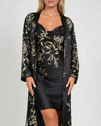 Gaia Set — Satin-Finish Slip and Robe with Branch Print