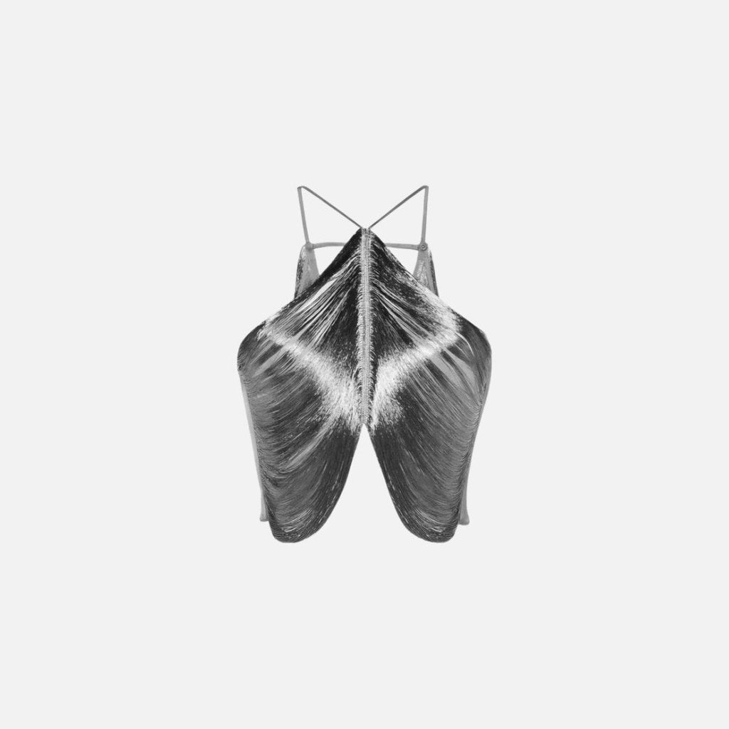 Isaure Top — Draped Metallic with Crossed Straps